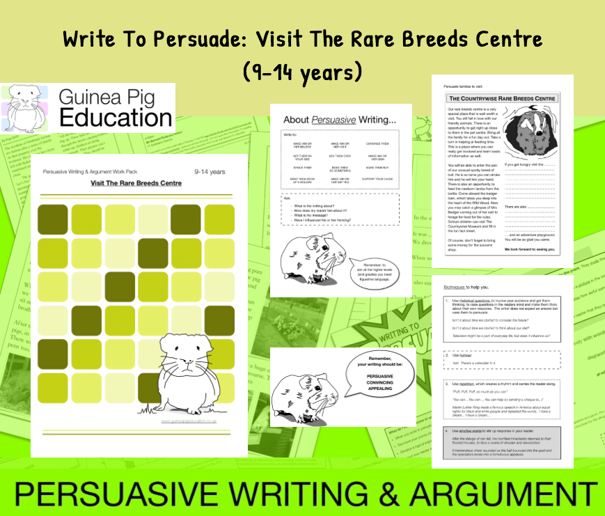 Write To Persuade: Visit The Rare Breeds Centre (Persuasive Writing Pack) 9-14 years