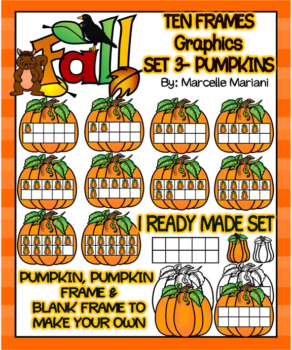 FALL MATH CLIPART GRAPHICS-PUMPKINS TEN FRAMES- COMMERICAL USE