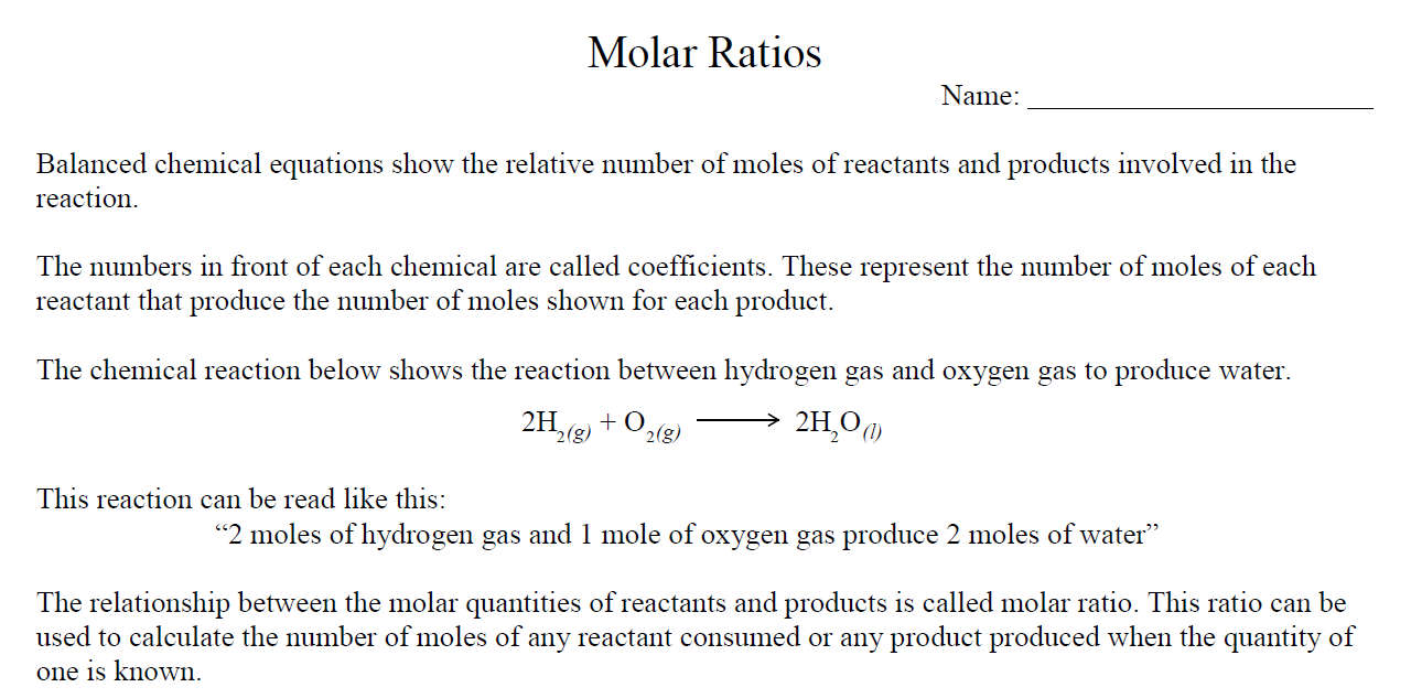 Molar Ratios