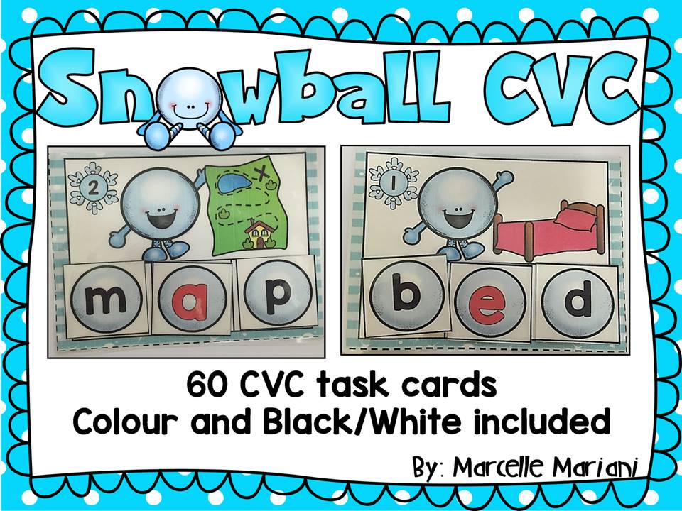 Winter- CVC Literacy Center- SNOWBALL CVC- Winter CVC Literacy Activities