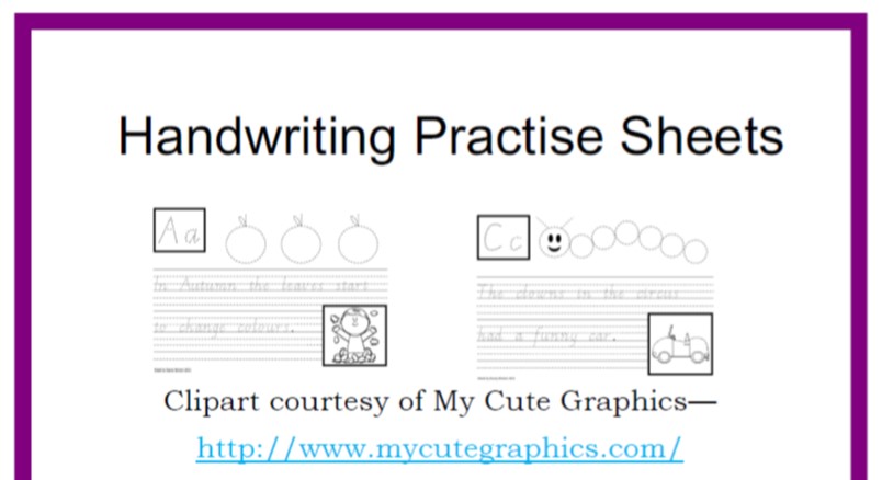 Handwriting for Year 1 - Vic modern cursive script