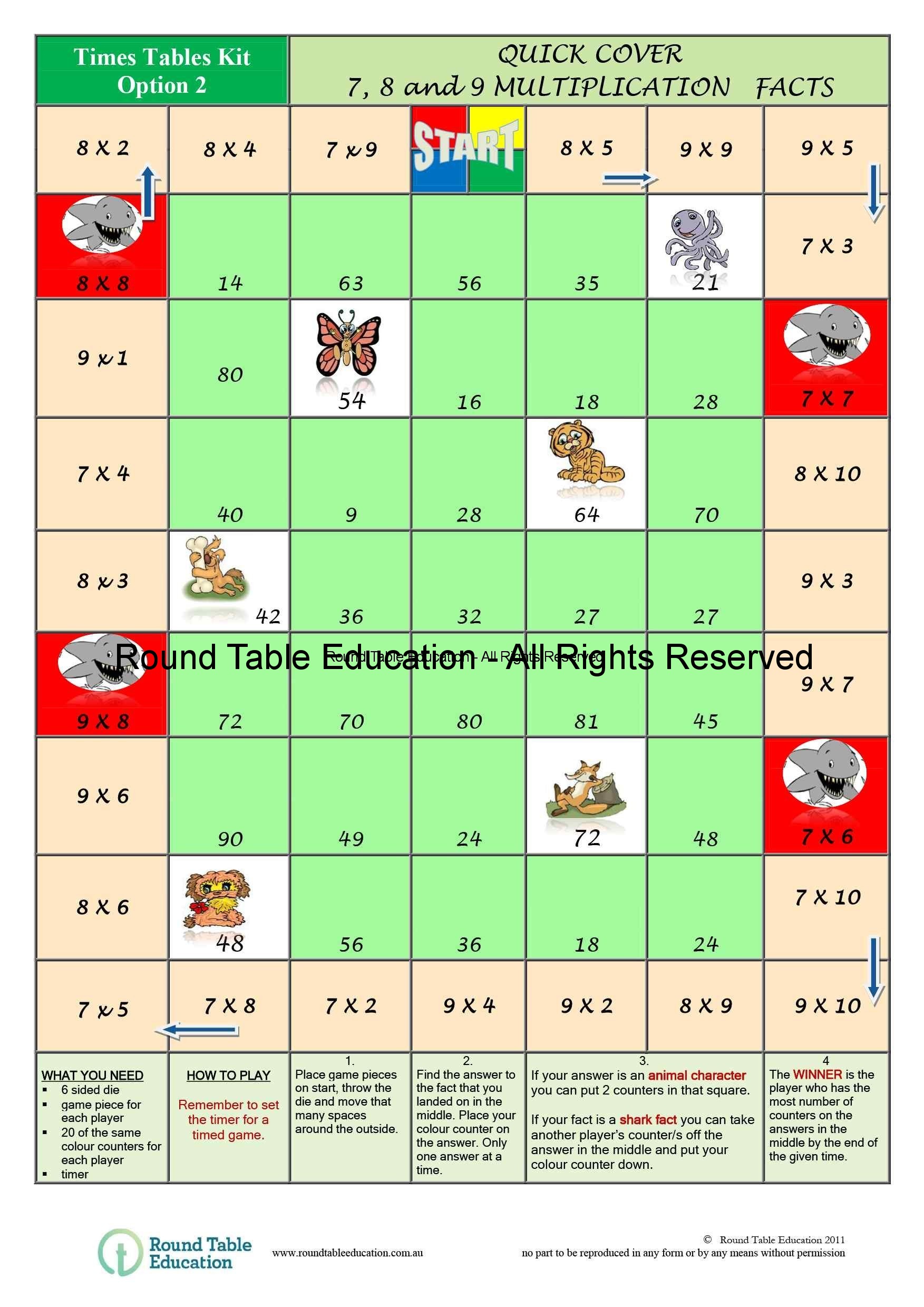 Quick Cover 7, 8 and 9 Multiplication