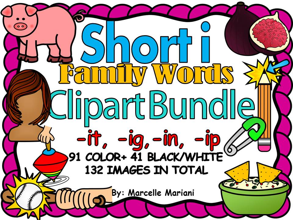 CVC Clipart- Short i CVC Clipart Bundle- SHORT I WORDS CLIPART