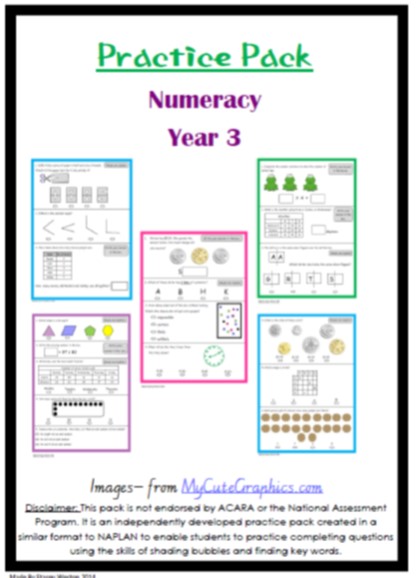 Naplan 5 week Numeracy practice pack - Grade 3