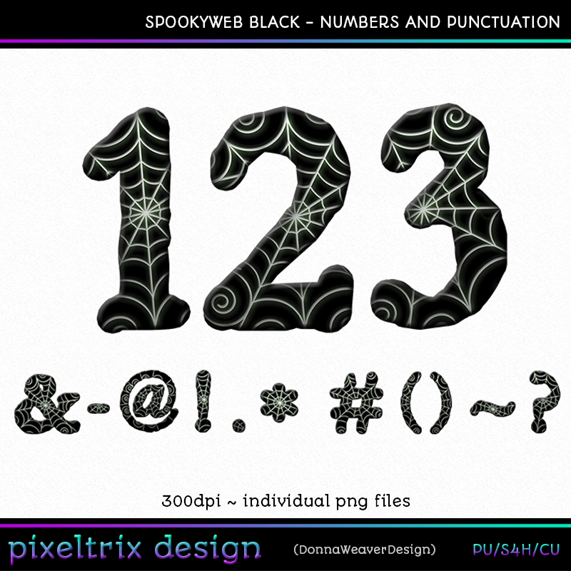 CU4CU SPOOKYWEB BLACK Numbers and Punctuation