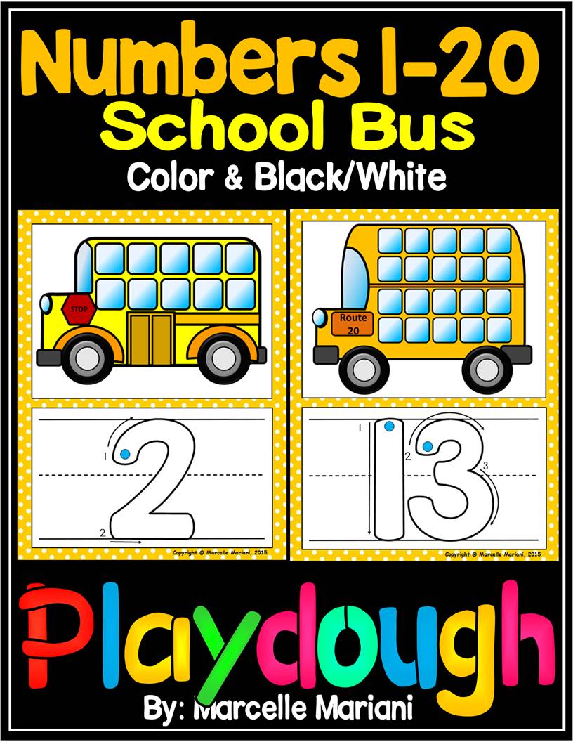 PLAY DOUGH MATS- BUS THEME PLAY DOUGH MATS (1-20)