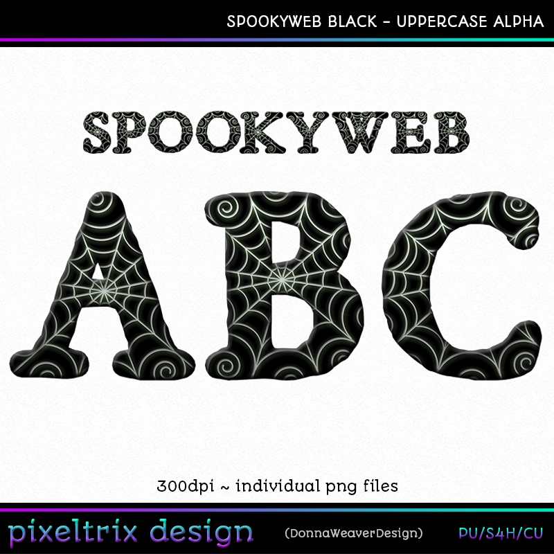 CU4CU SPOOKYWEB BLACK Uppercase Alpha