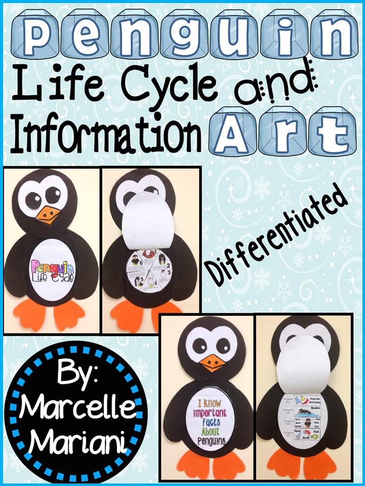Penguins- Art Activity- Life Cycle of a Penguin+ Information Art-Differentiated