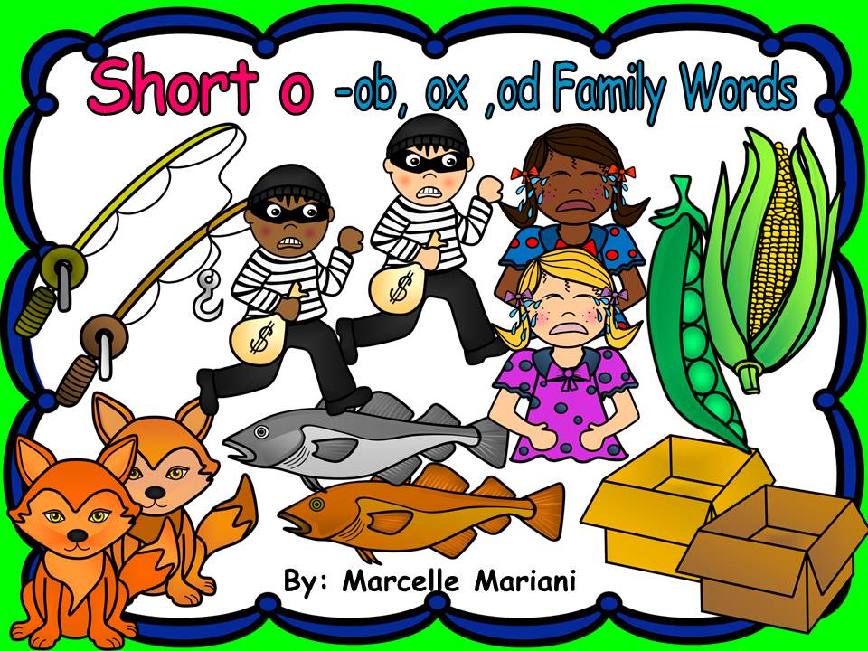 Short o CVC- OD, OX, OB Family Words Clipart Graphics- Commercial & Personal use