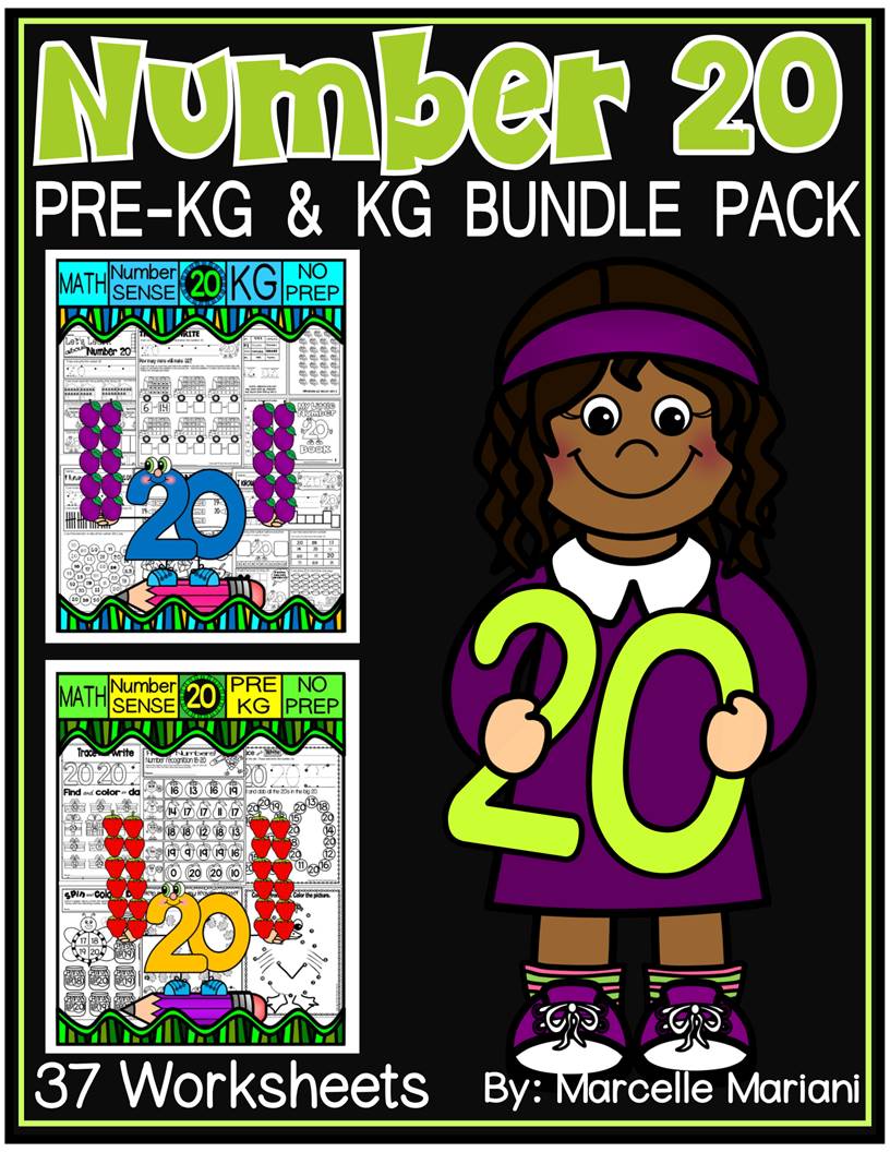 Number 20 Math Worksheets-PRESCHOOL & KINDERGARTEN