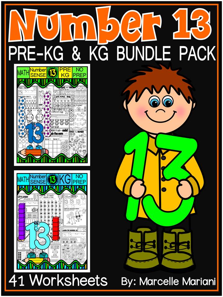 Number 13 Math Worksheets-NO PREP- PRESCHOOL & KINDERGARTEN