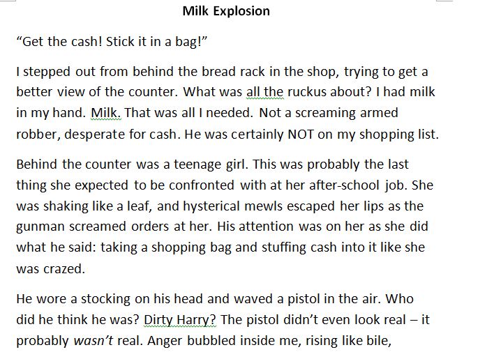 Compressed Narrative / Short Story: Milk Explosion