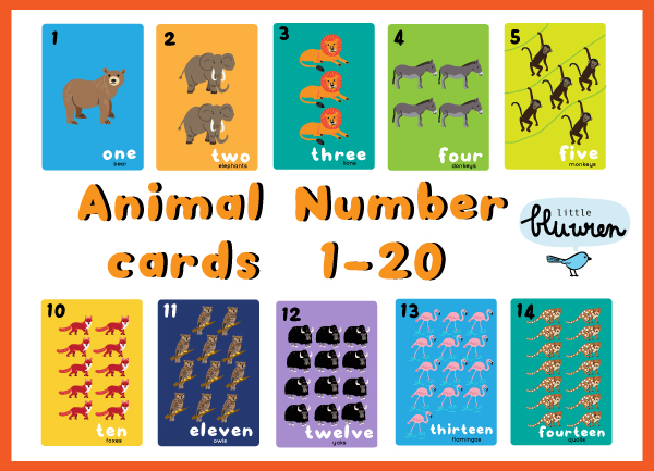 Animal Number Cards 1-20