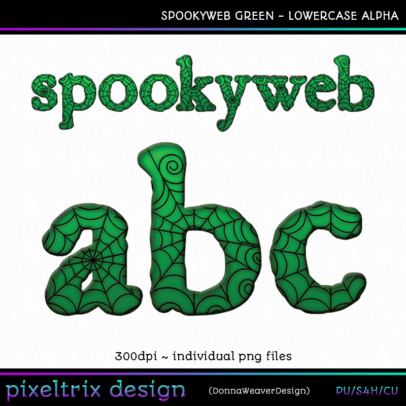 CU4CU SPOOKYWEB GREEN Lowercase Alpha