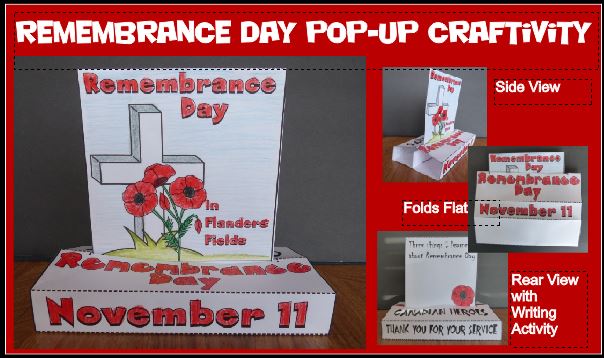 Remembrance Day POP-UP Craftivity for Canadians