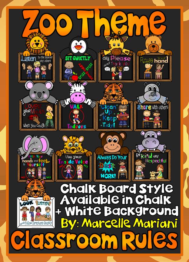 Classroom Rules Posters- ZOO THEME VERSION- COLOUR & LOW INK OPTION INCLUDED