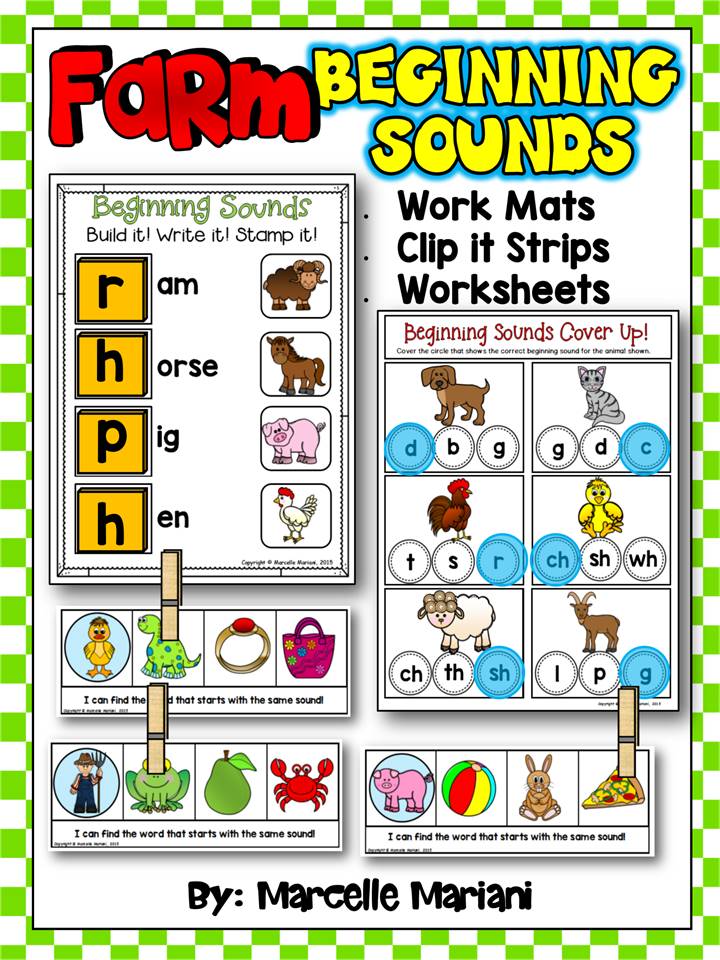 Farm Animals- BEGINNING SOUNDS LITERACY CENTER ACTIVITIES