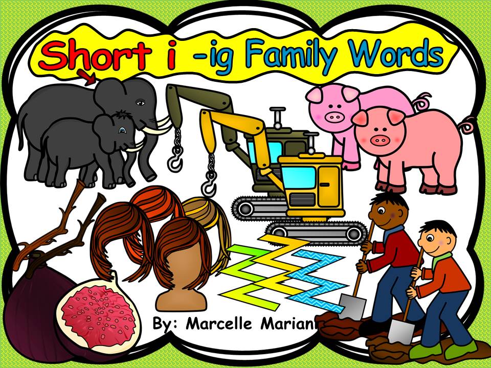 Short I- IG Family Words Clipart Graphics- Commercial & Personal use