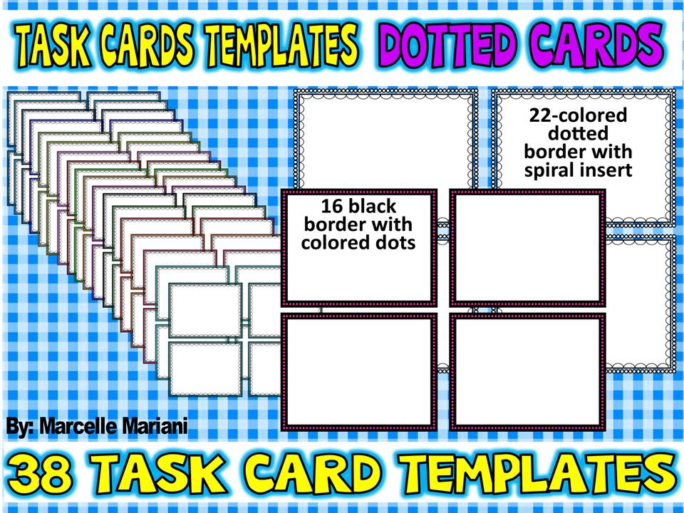 TASK CARDS-DOTTED TASK CARDS TEMPLATES- 38 TASK CARD CLIP ART TEMPLATES