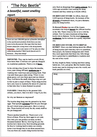 Reading Strategies - The Poo Beetle (Dung Beetle)