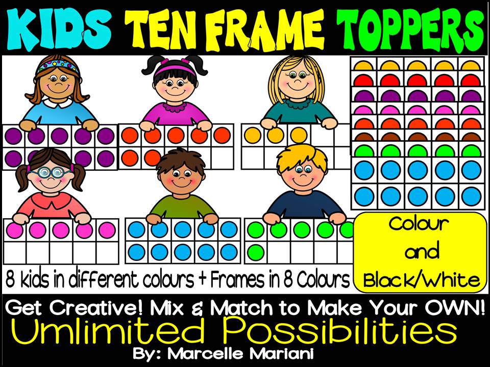 Kids Toppers Ten Frames Clip art -Commercial & Personal use (130 images)