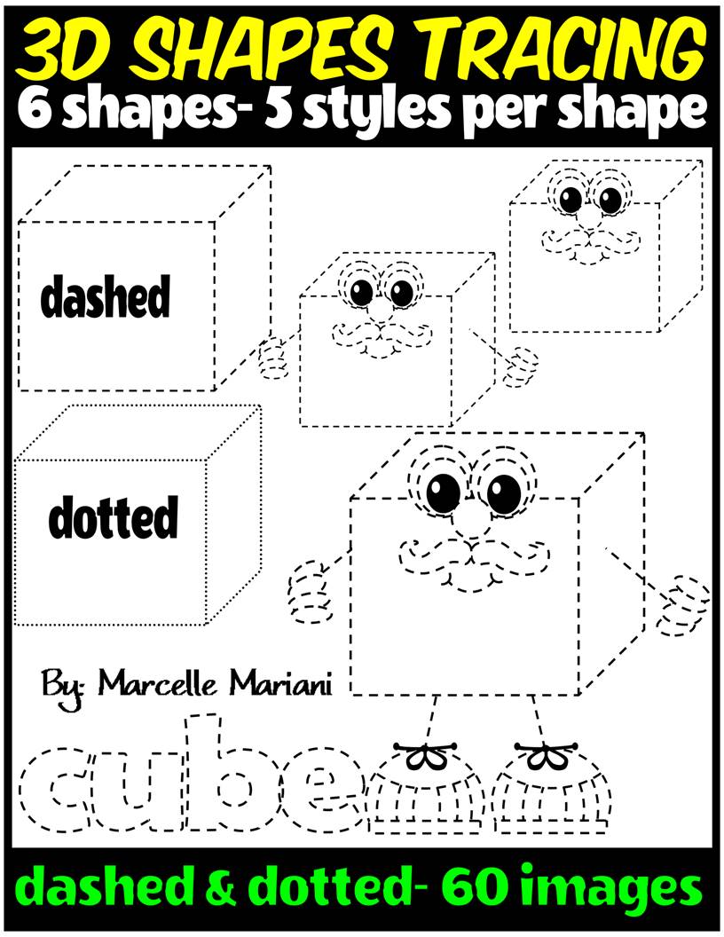 3D SHAPES TRACING CLIP ART