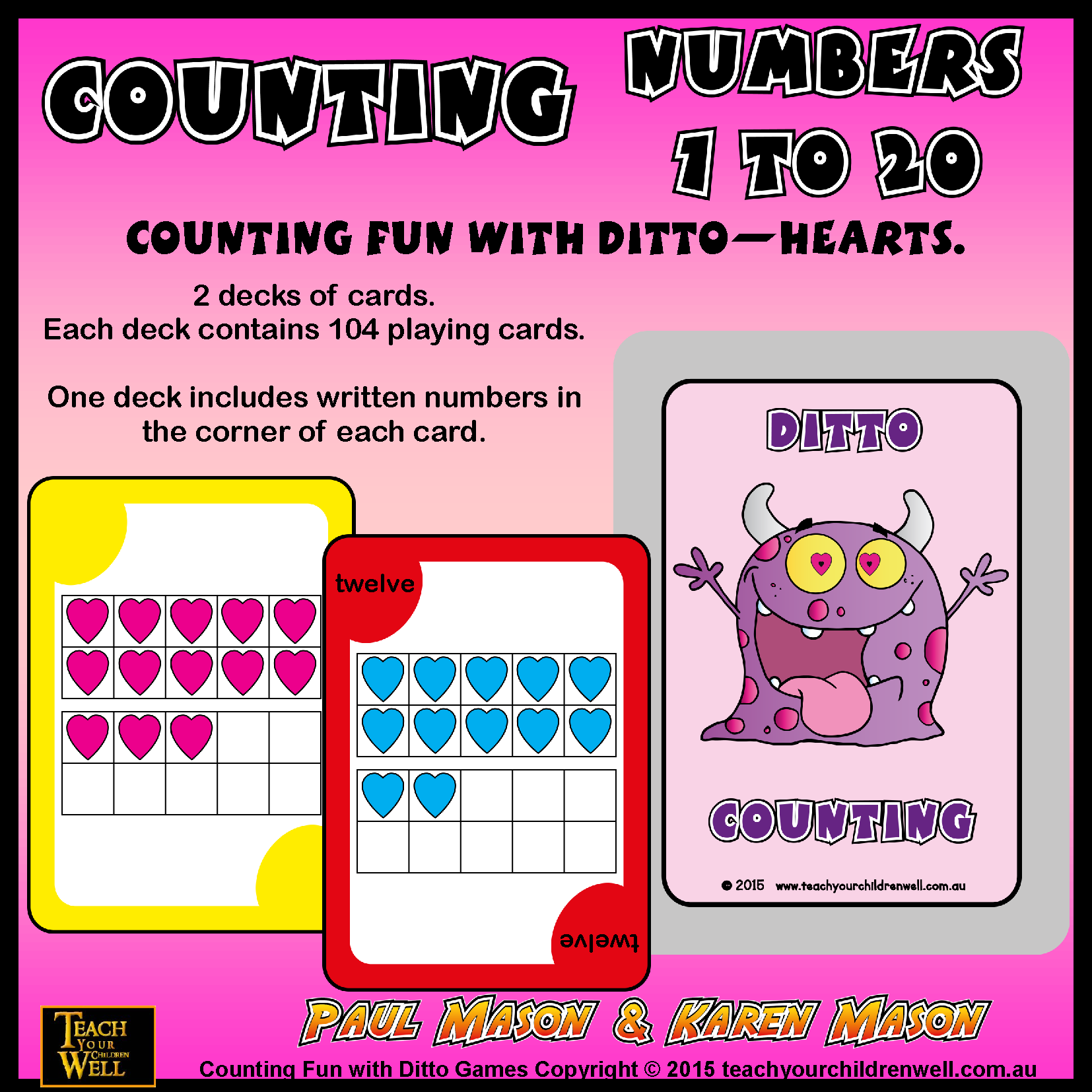 COUNTING NUMBERS 1 TO 20 WITH DITTO - HEARTS