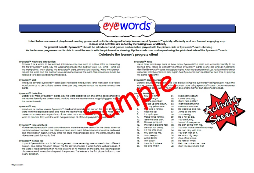 Eyewords Multisensory Activity Sheet