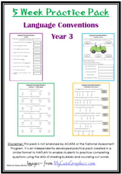 Naplan 5 week Language Conventions practice pack - Grade 3