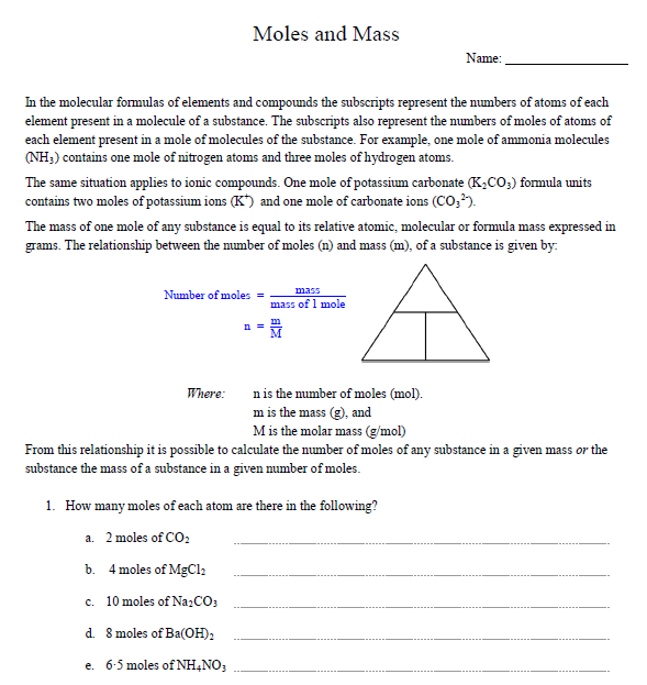 Moles & Mass