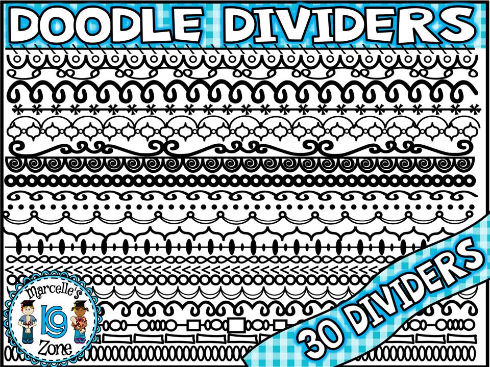 DOODLE DIVIDERS ACCENTS FOR WORKSHEETS- 30 DOODLE DIVIDERS