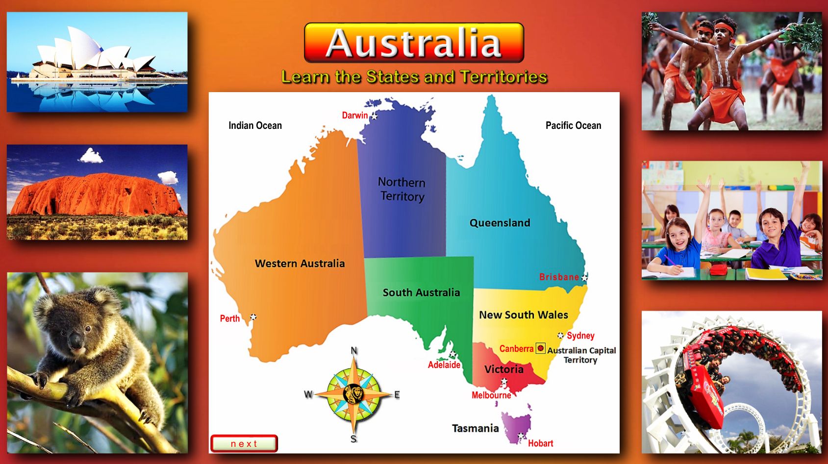 The Australian States, Territories and Capital Cities Map Quiz For Grades 3 to 8