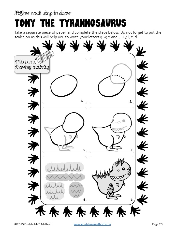Early Years Handwriting Worksheets for 5 - 7 years: Dinosaurs