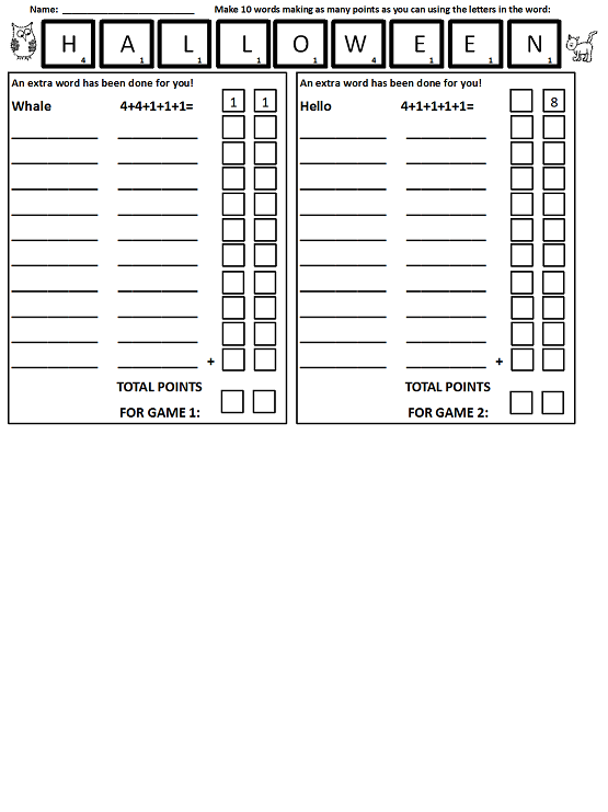 Halloween Word Making & Maths Task In One Fun!