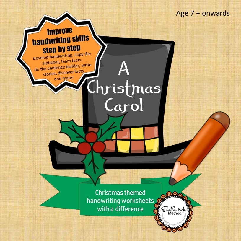 Christmas Carol - Handwriting Worksheets for 7 -11 years