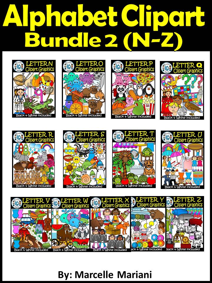 Alphabet Clipart Graphics-Letter Clipart Bundle 2 (N-Z) Commercial Use