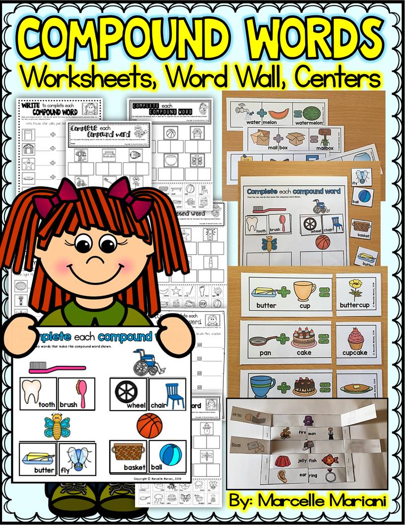 Compound Words Activities: Worksheets, Centers, Word Wall, puzzles & work mats