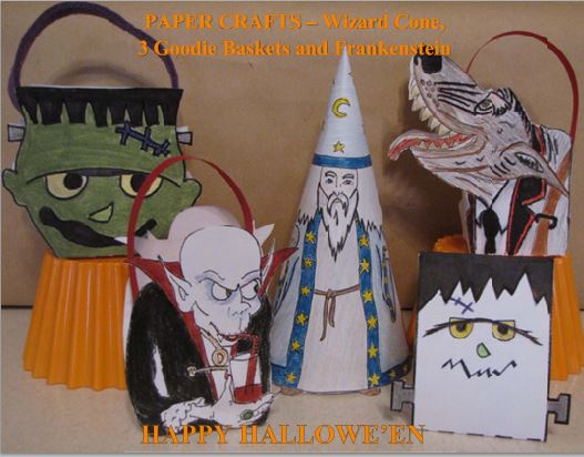 Hallowe'en Crafts - Wizard, Goodie Baskets, Small Frankie decoration & Cards