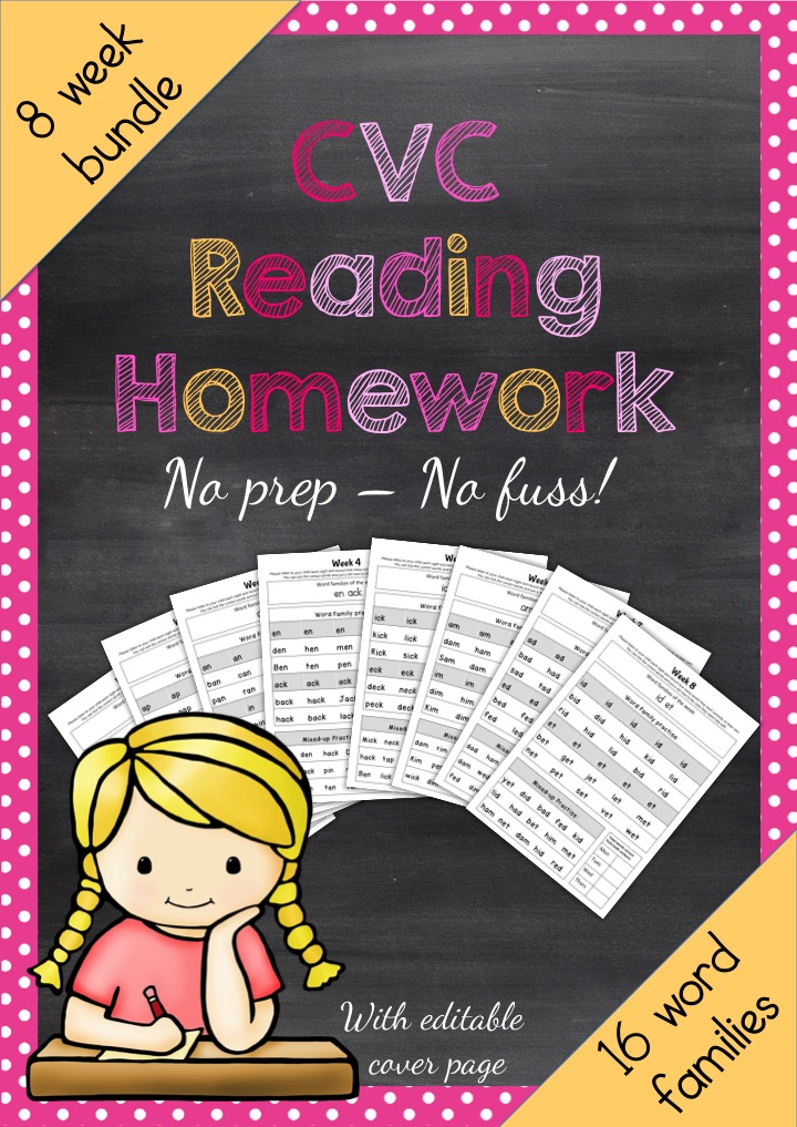 CVC Word Family Phonics Homework