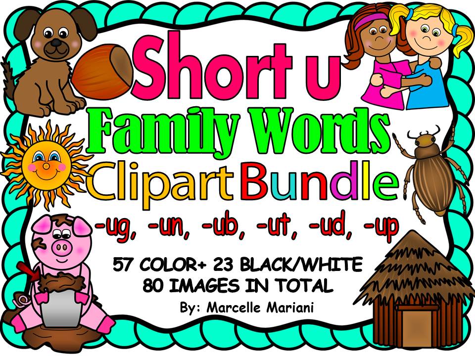 CVC Clipart- Short U CVC Clipart Bundle- SHORT U WORDS CLIPART