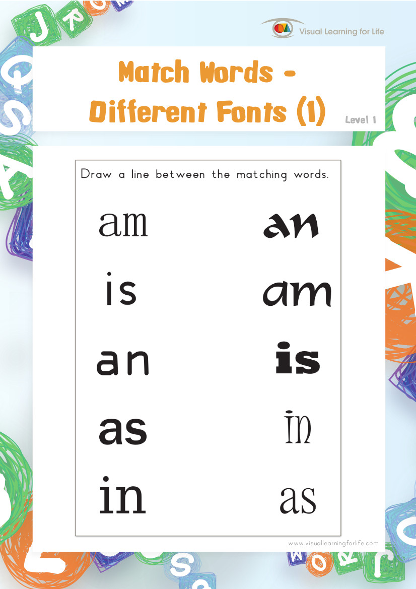 Match Words-Different Fonts (1)