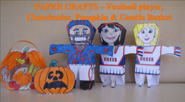 Thanksgiving Crafts - Football Player, Cheerleader, Pumpkin and Goodie Basket