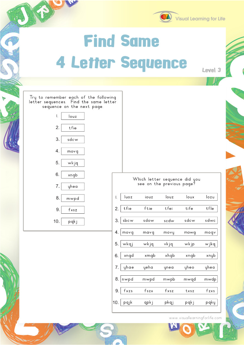 Find Same 4 Letter Sequence