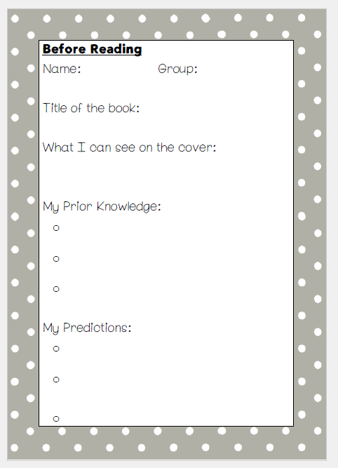 Guided Reading: Before Reading Handout