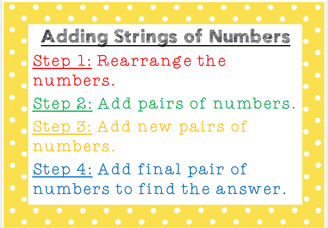 Adding strings of numbers (Poster)