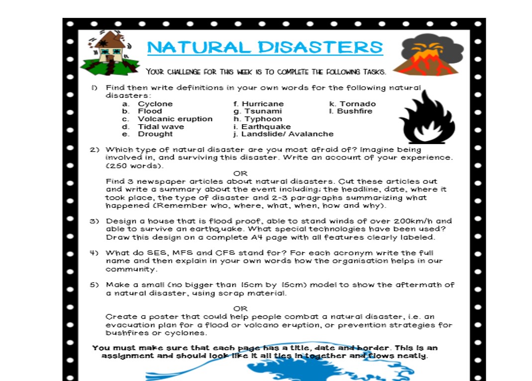 Natural Disasters Project - Science Middle School