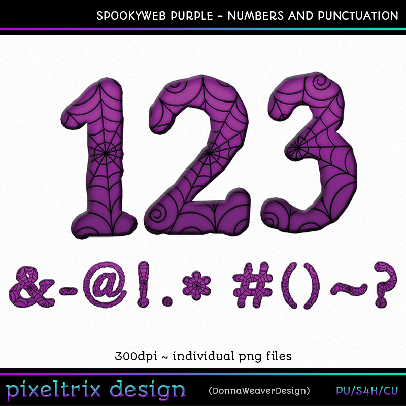 CU4CU SPOOKYWEB PURPLE Numbers and Punctuation