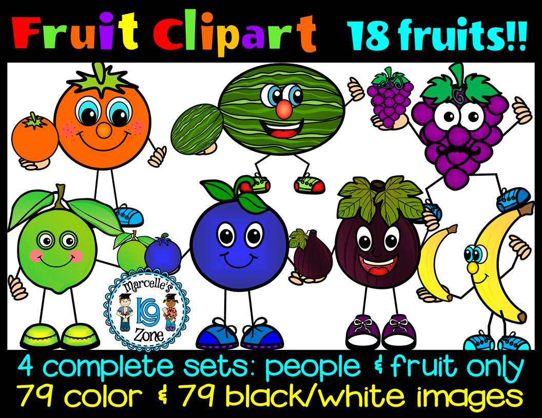 FRUIT CLIP ART- FRUIT CARTOON CLIP ART- 158 IMAGES- COMMERCIAL USE