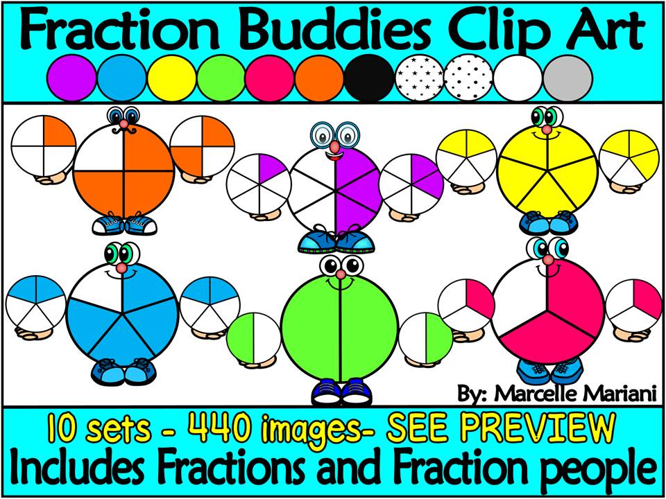 Fraction Buddies and Fractions Clip Art (440 images) Commercial use