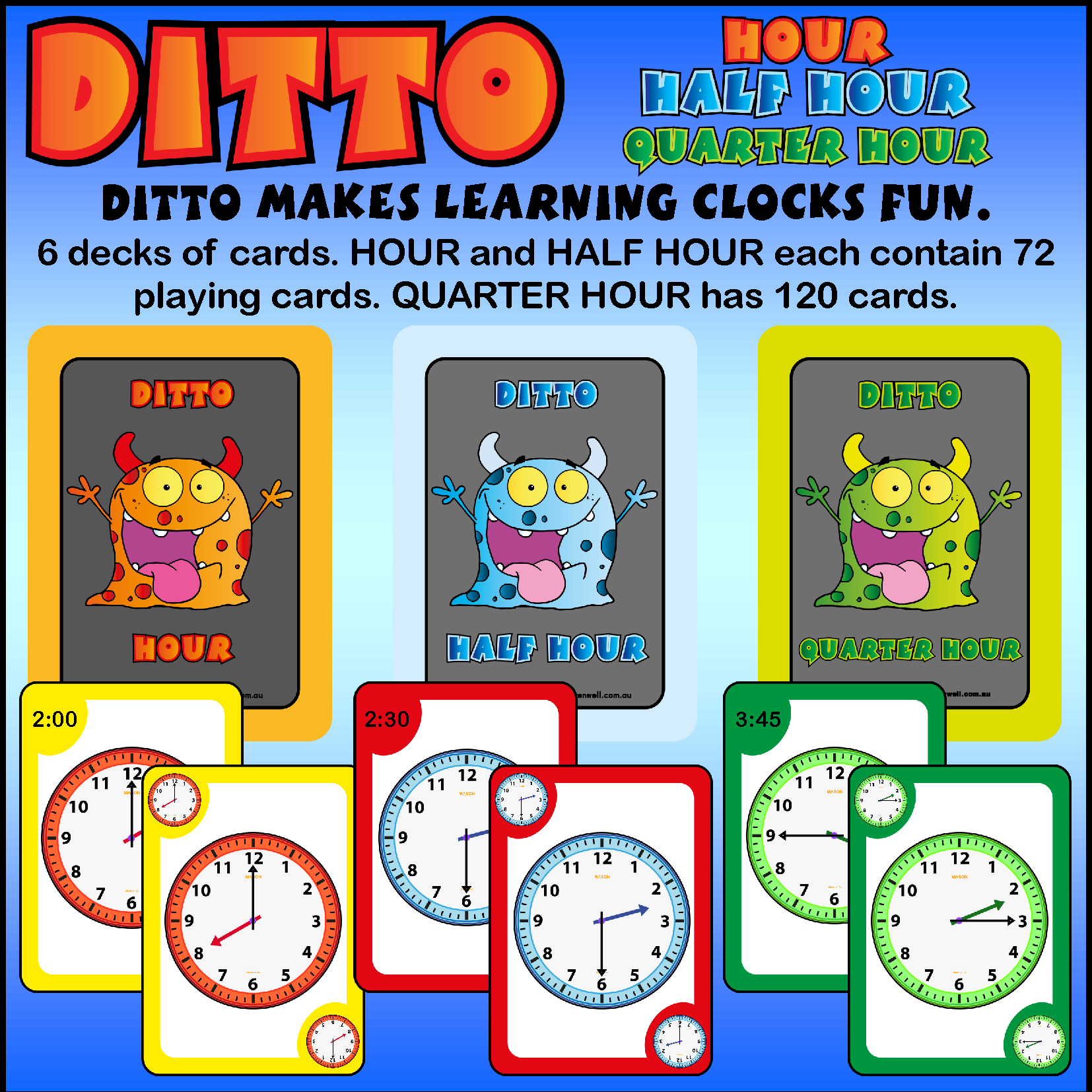 CLOCK FUN WITH DITTO - 6 DECKS OF CARDS